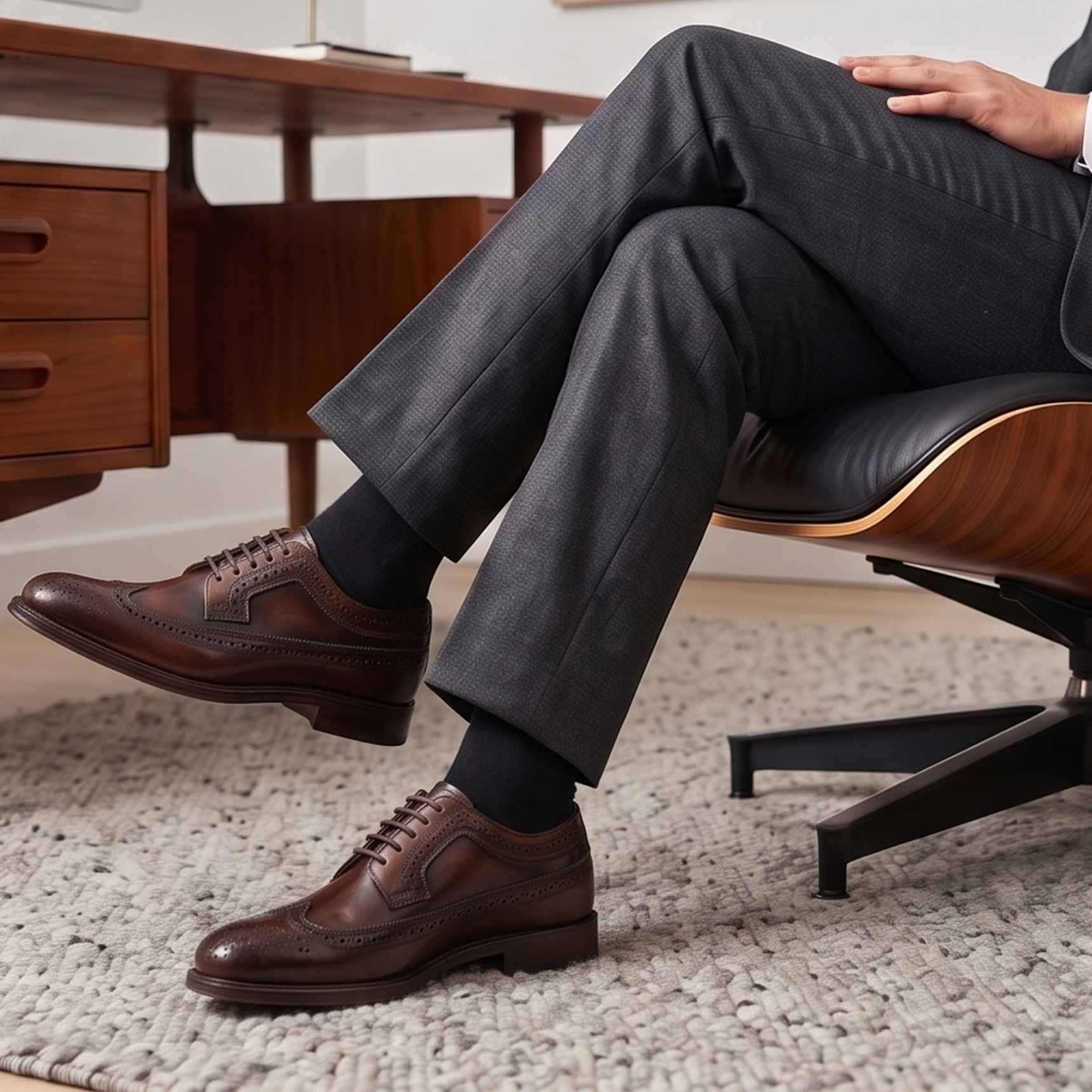 Wingtip Derby for Men in Patina Dark Brown