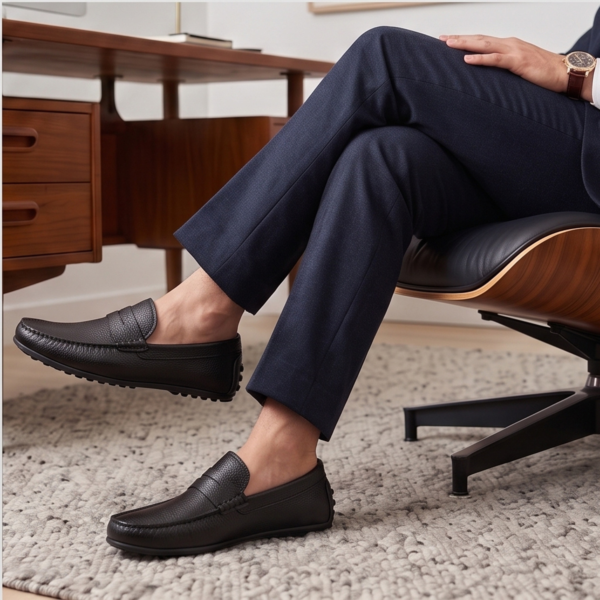 Evoke – Men's Handmade Leather Moccasins (Black)