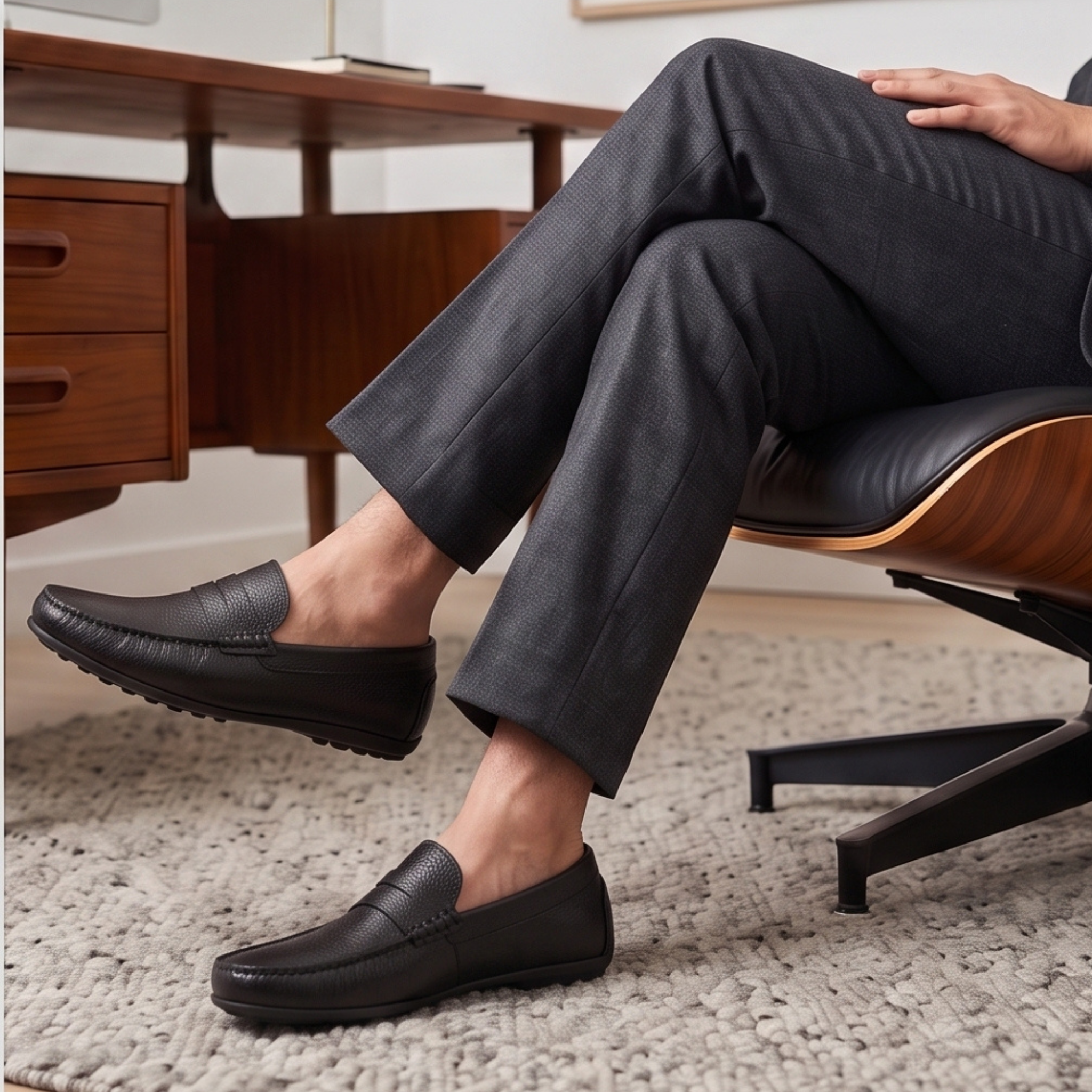 Drex – Men's Handmade Leather Moccasins (Black)
