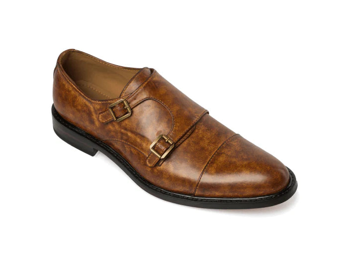 Glasgow Double Monkstrap in Camel Patina