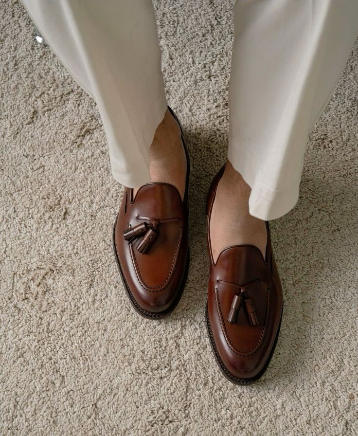 Dark Brown Men's Leather Tassel Laofer