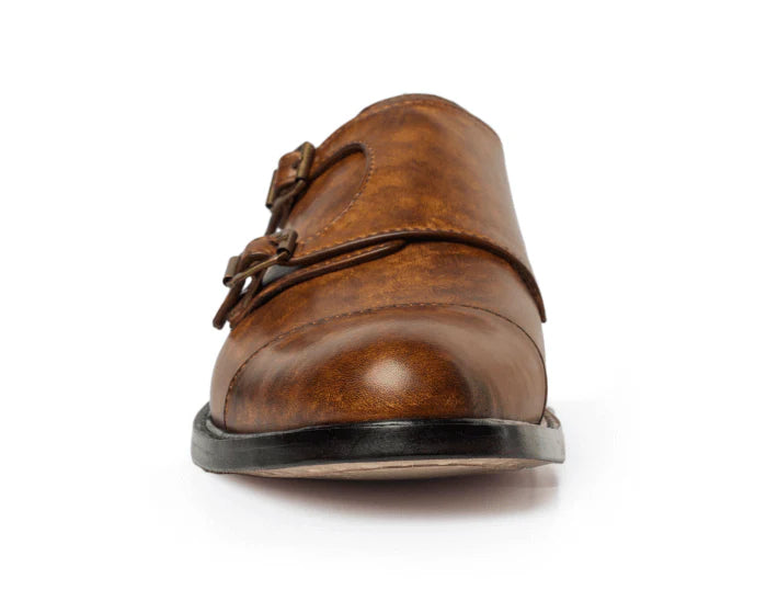 Glasgow Double Monkstrap in Camel Patina
