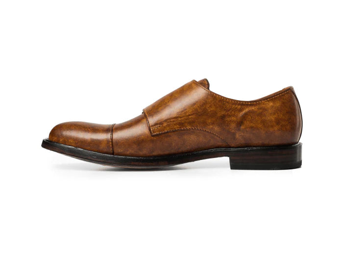 Glasgow Double Monkstrap in Camel Patina
