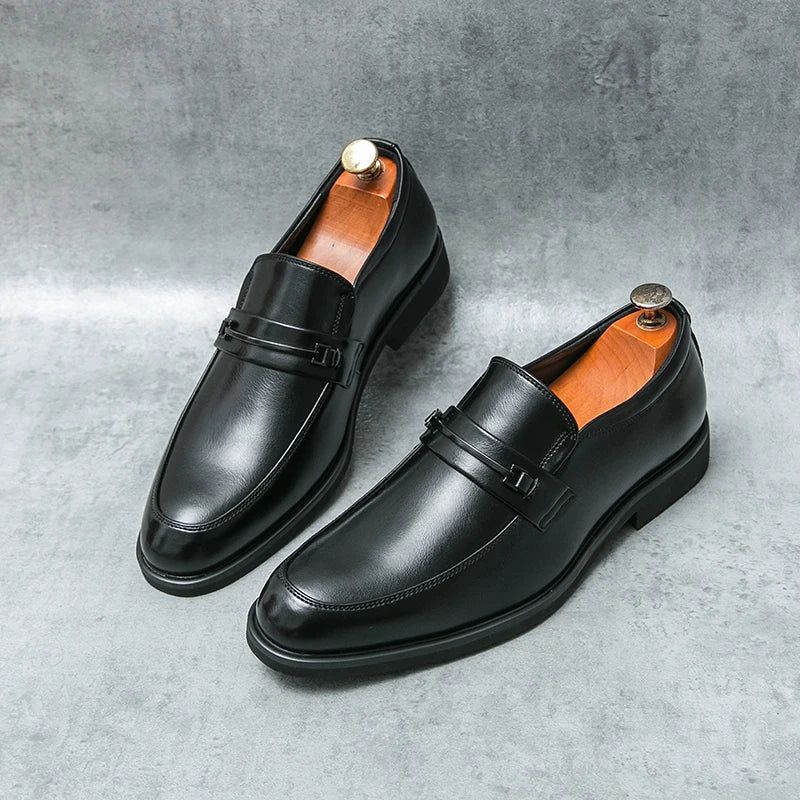 Men's Black Leather Penny Loafers